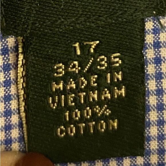 Lauren Ralph Lauren Blue White Checked Button Down Shirt Size 17 - Picture 2 of 6